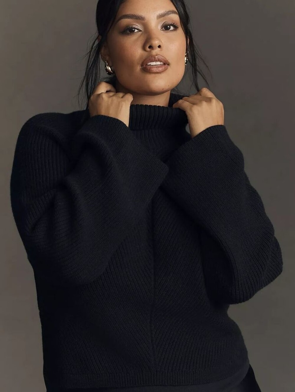 EUC Anthropologie Maeve Cropped Turtleneck Sweater in Black